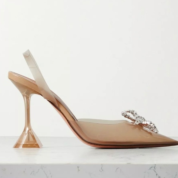 Amina Muaddi Shoes - Amina Muaddi Rosie Glass PVC Pump NUDE 38